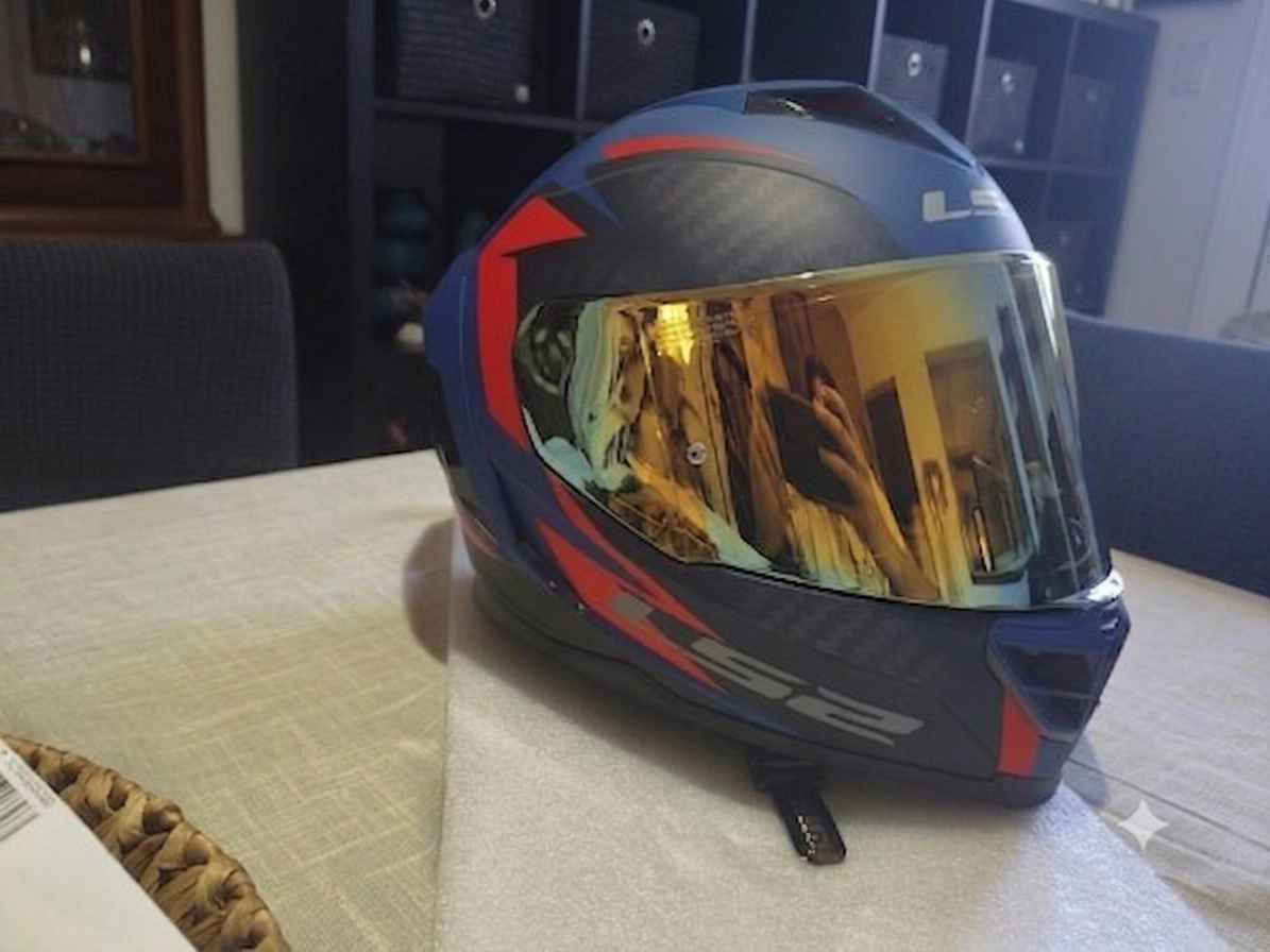 LS2 FF818 Storm III Sporty White/Blue/Red Motorcycle Helmet Full Face ECE 22.06 1600gr with Pinlock and Sunvisor