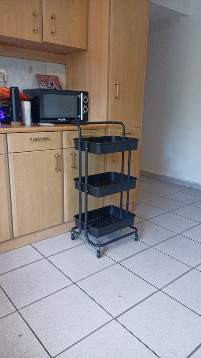Vesta Home Kitchen Trolley Metallic 3 Tiers White 43x34x85.5cm