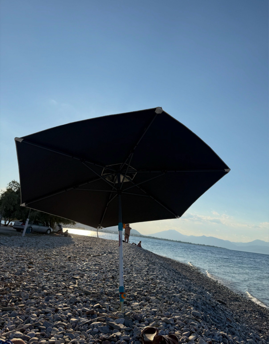 Hupa Riviera Blackout Σπαστή Ομπρέλα Θαλάσσης Διαμέτρου 2.4m με UV Προστασία και Αεραγωγό Λευκή