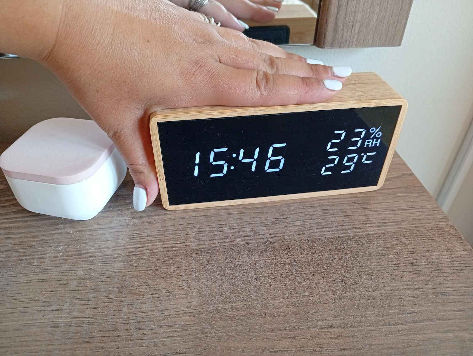 Life Noble Bamboo Tabletop Digital LED Wooden Clock with Alarm Brown 221-0109