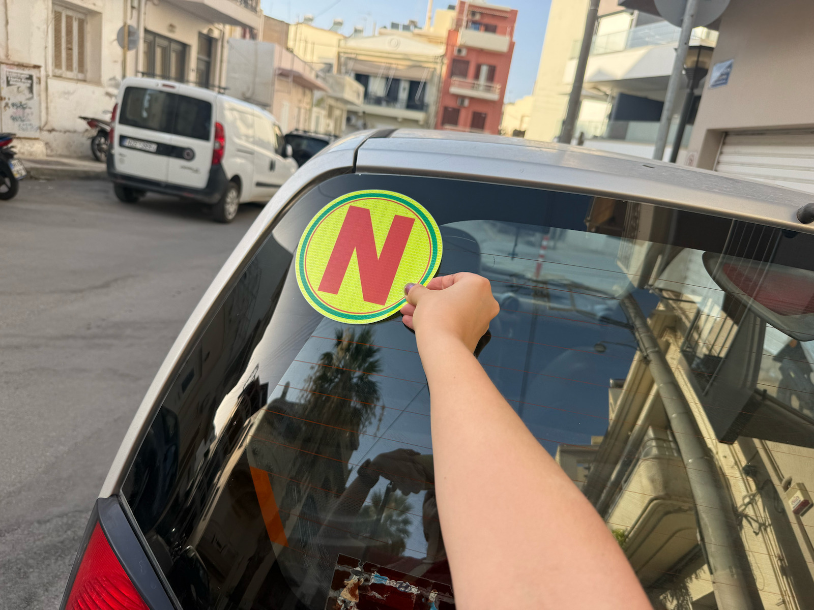 Reflective Round Sticker New Drivers "n" Yellow 16cm