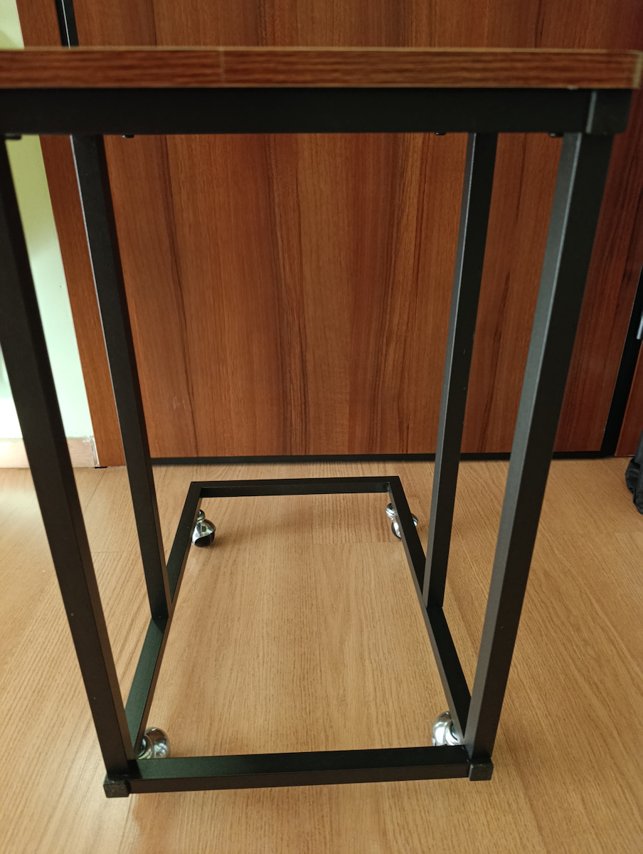 Rectangular Wooden Side Table with Wheels Brown 50x35x61cm