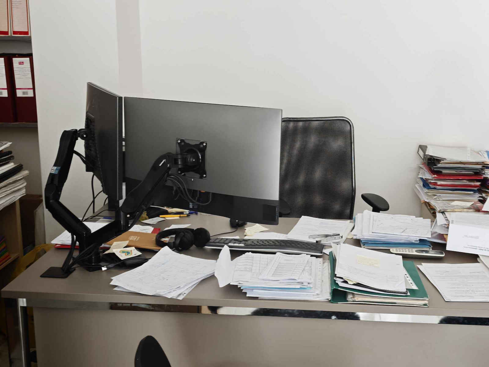 Huanuo HNDS6-E Stand Desk Mounted for 2 Monitors up to 27" with Arm