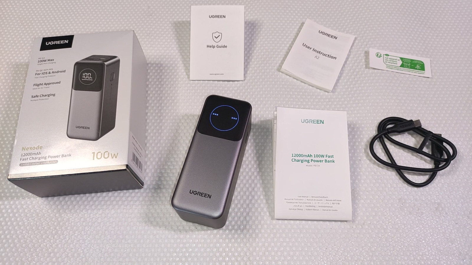 Ugreen PB724 Power Bank 12000mAh 100W με Θύρα USB-A και Θύρα USB-C Power Delivery / Quick Charge / PPS Γκρι