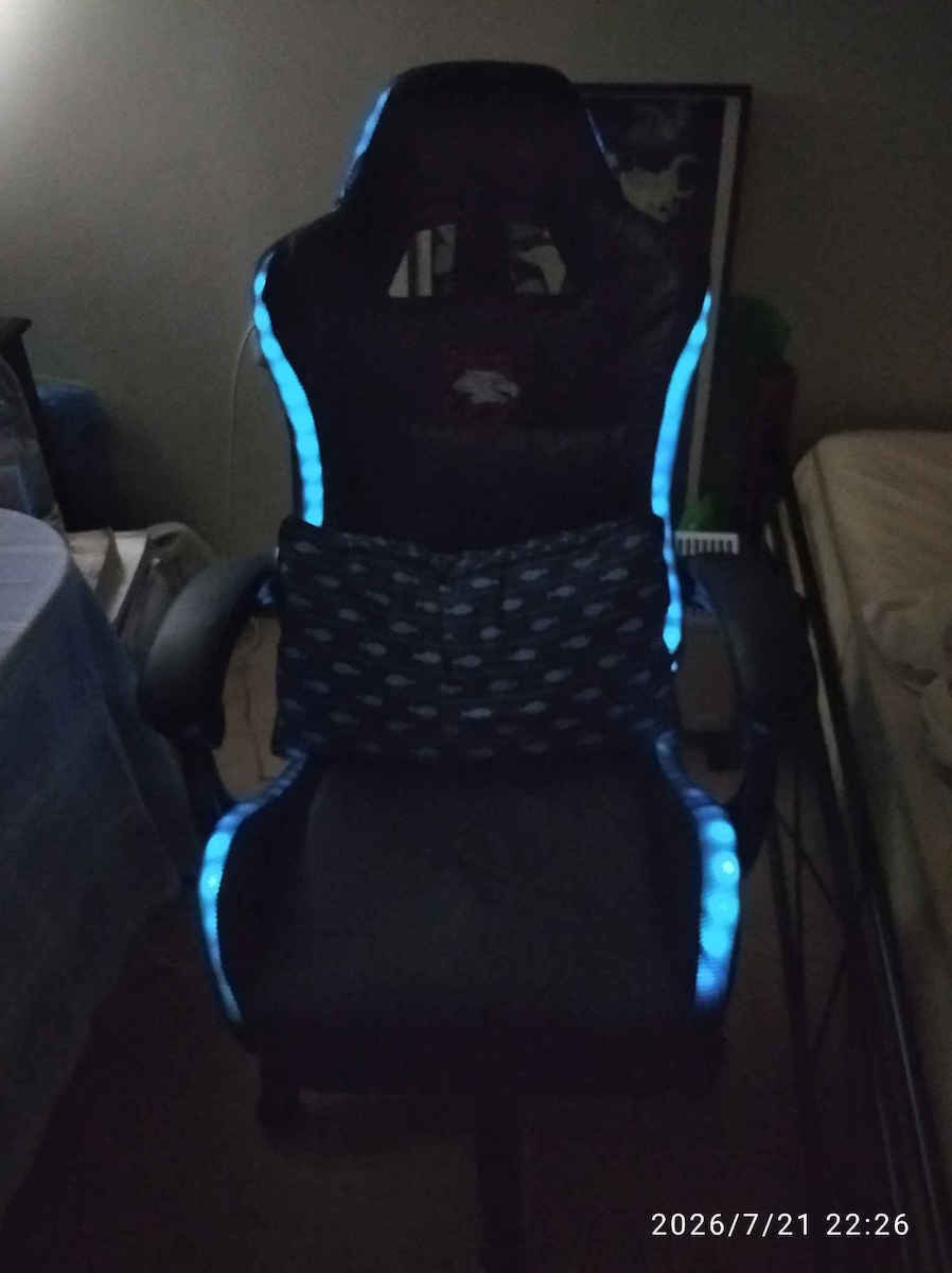 DreamHouse YT089 Gaming Stuhl aus Künstliches Leder mit RGB-Beleuchtung Schwarz-Blau