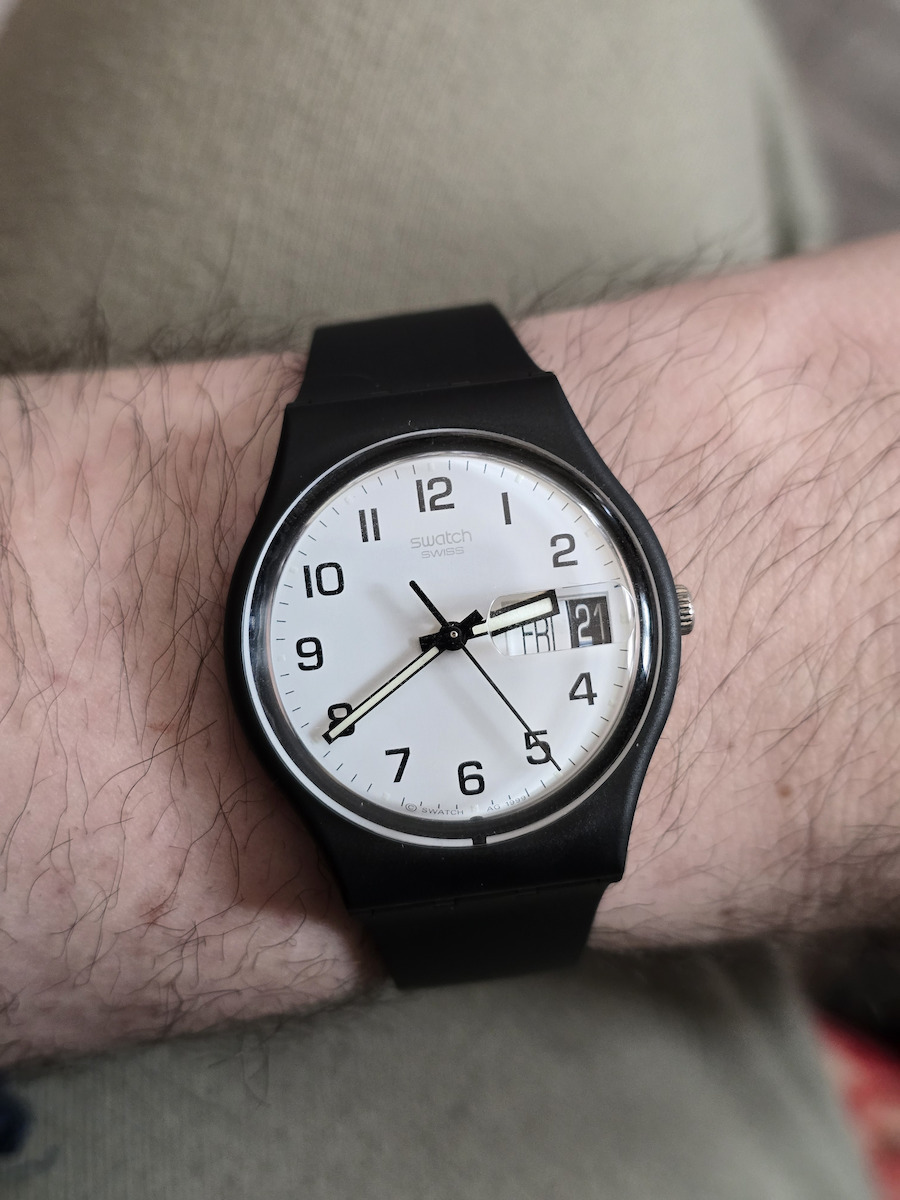 Swatch Once Again Men's Watch 34mm Battery with Black Rubber Strap