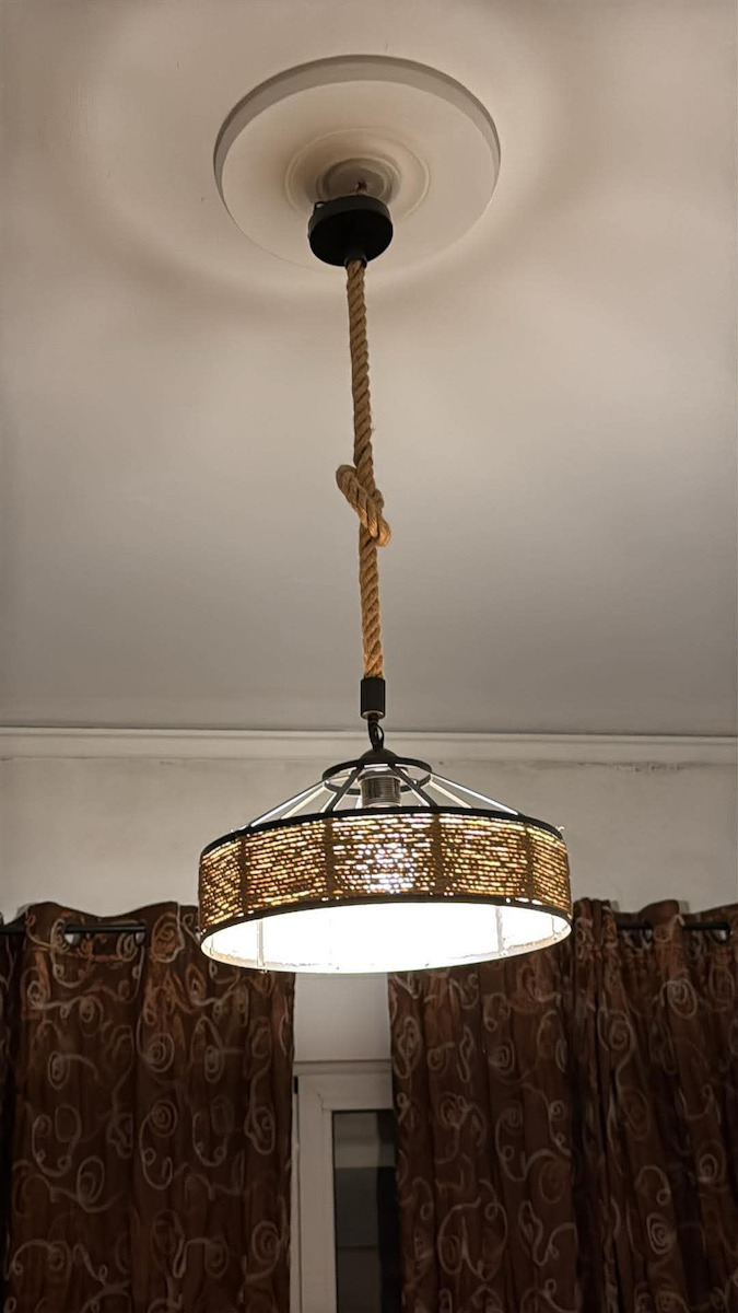Stimeno Pendant Light Brown with Rope for Socket E27 35cm