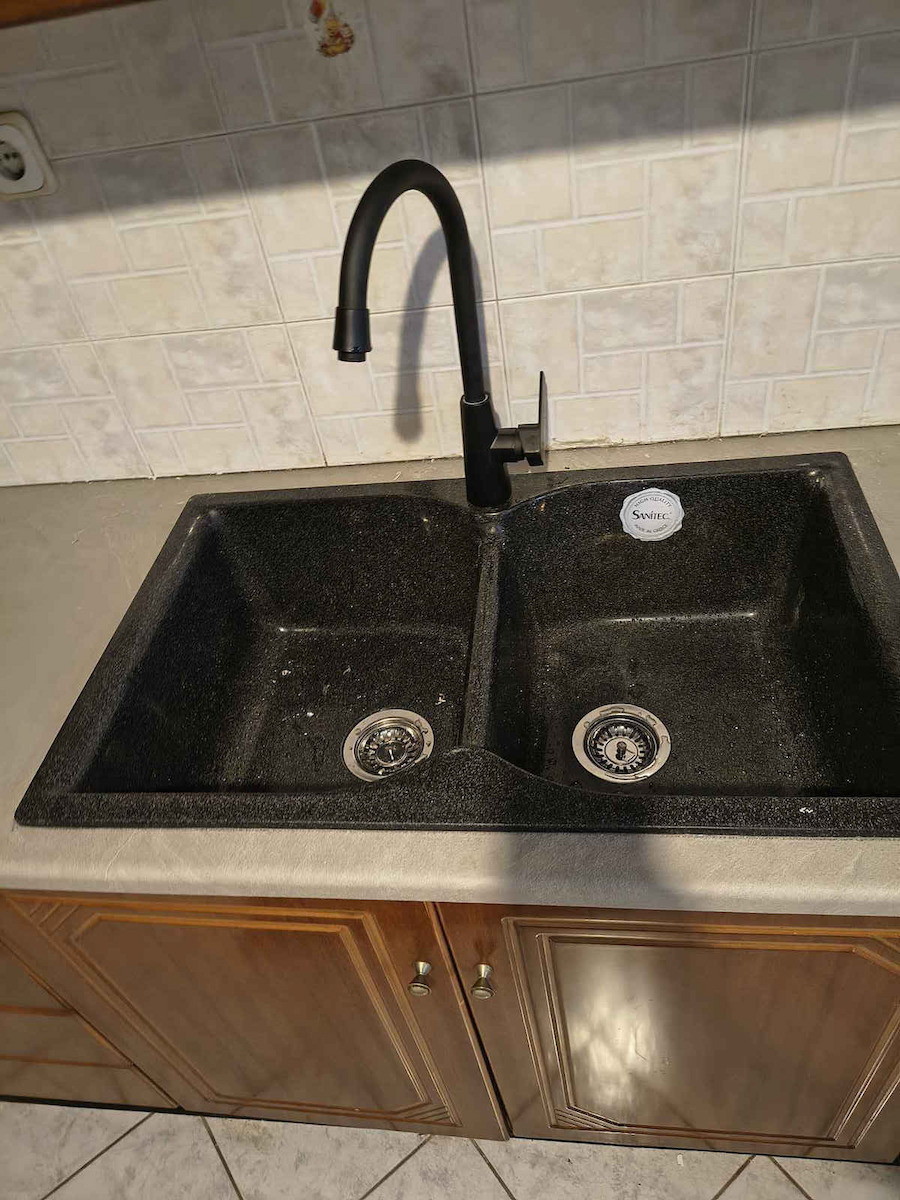 Sanitec Classic Drop-In Sink Synthetic Granite W86xD50cm Granite White