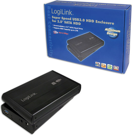 LogiLink Твърд диск кутия 3.5" SATA III с връзка USB 3.0 в Черен цвят