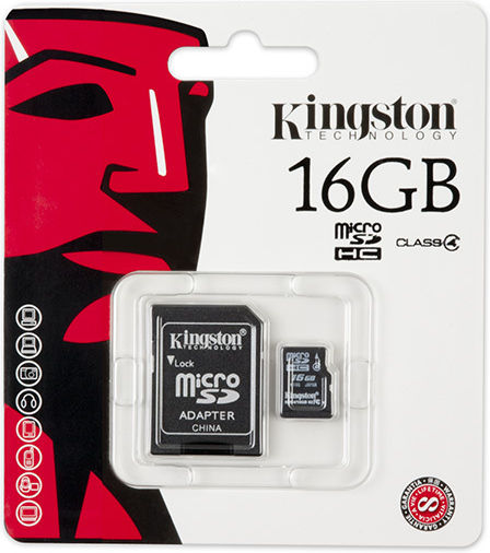 Kingston microSDHC 16GB Class 4 High Speed with Adapter