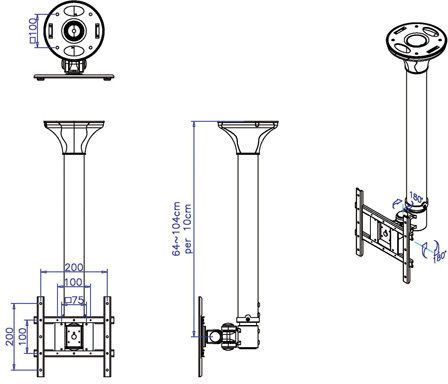 Value 17.99.1107-2 TV Mount Ceiling up to 20kg
