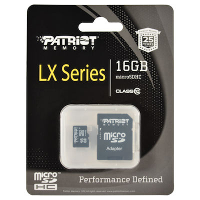 Patriot microSDHC 16GB Class 10 with Adapter - Skroutz.gr
