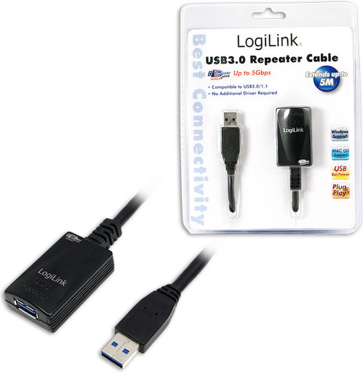 LogiLink USB 3.0 Cablu USB-A - USB-A female Negru 5m UA0127