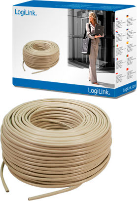 LogiLink U/UTP Cat.5e (Gigabit) Καλώδιο Δικτύου Ethernet χωρίς ακροδέκτες 305m Μπεζ