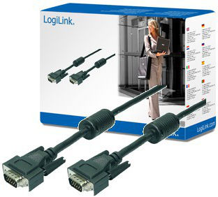 LogiLink Kabel VGA-Stecker - VGA-Stecker Schwarz 20m (CV0018)