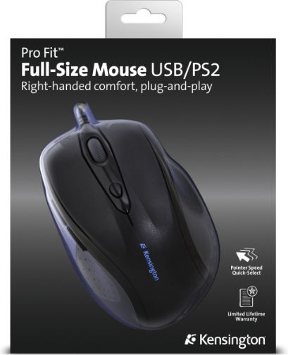 Kensington Pro Fit Wired Full-Size Cu fir Mouse Negru