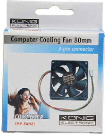 Konig CMP-FAN23 Case Fan 80mm 3000rpm 37cfm Without LED Lighting And 3-Pin Connection