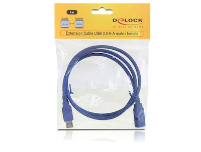 DeLock USB 3.0 Cablu USB-A de sex masculin - USB-A femelă Albastru 1m 82538