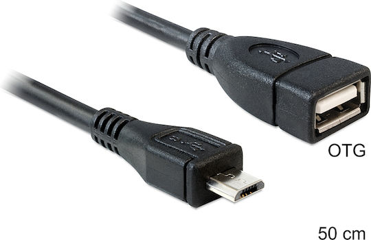 DeLock Regular USB 2.0 to micro USB Cable Μαύρο 0.5m (83183)