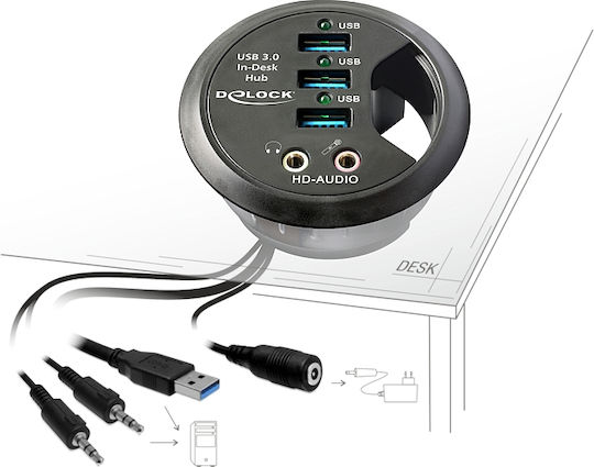 DeLock USB Hub 3 Ports USB 3.0 with USB-A Connection