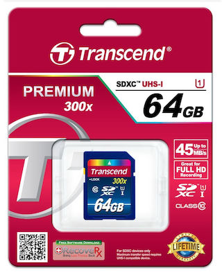 Transcend Premium SDXC 64GB Klasse 10 U1 UHS-I