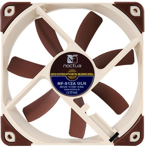 Noctua NF-S12A ULN Case Fan 120mm (800rpm / 43.73cfm) Without LED Lighting And Connection 3-Pin / 4-Pin Molex Brown