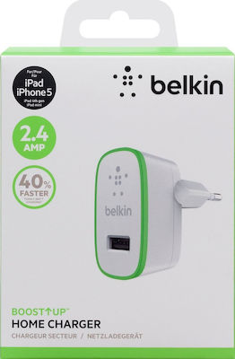Belkin Φορτιστής Χωρίς Καλώδιο με Θύρα USB-A 12W Λευκός (F8J040VF)