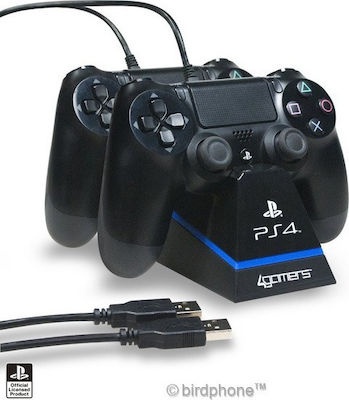 4Gamers PS4 Charging Station for Controllers with Dock Port Dual Charge 'N' Stand Black 4G-4182