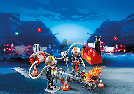 Playmobil Stadt Aktion Feuerwehrleute mit Wasserpumpe für 5-10 Jahre