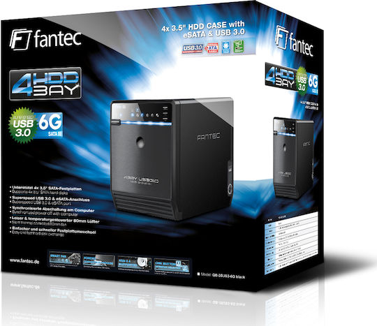 Fantec QB-35US3-6G Твърд диск кутия за 4 твърди дискове 3.5" SATA III с връзка USB 3.0 / eSATA в Черен цвят