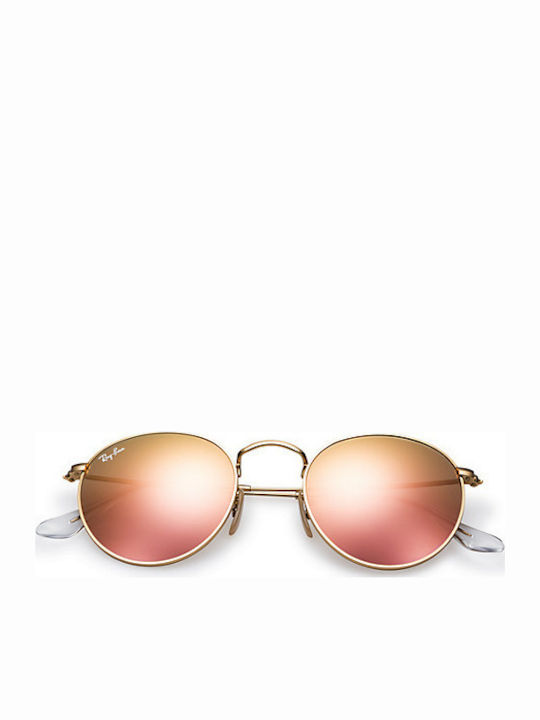 Ray Ban Round Metal Unisex Sunglasses with Gold Metal Frame and