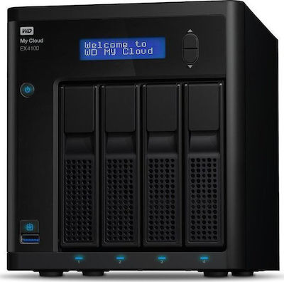 Western Digital My Cloud EX4100 NAS Tower με 4 θέσεις για HDD και 2 θύρες Ethernet