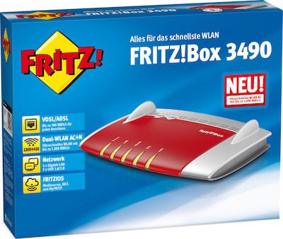 AVM FRITZ!Box 3490 VDSL2 Wireless Modem Router cu 4 Porturi Gigabit Ethernet