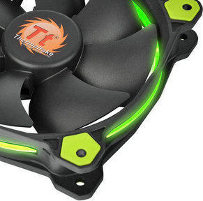Thermaltake Riing 14 LED Green Case Fan 140mm (1400rpm / 51.15cfm) with Green Lighting and 3-Pin Connection