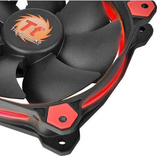 Thermaltake Riing 14 LED Red Gehäuselüfter 140mm mit Rot Beleuchtung und Verbindung 3-polig 1Stück Schwarz