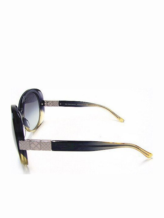 Burberry Women's Sunglasses with Black Horn-Rimmed Frame and Gray Gradient Lenses