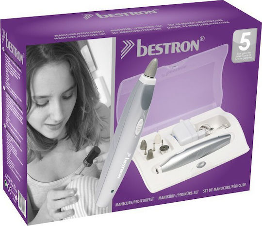 Bestron Nail Drill Battery Silver with 13000 Rotations per Minute