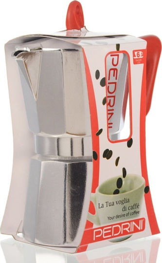 Pedrini Kaffettiera Stovetop Espresso Pots 6 Cups Silver