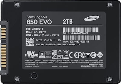 Samsung 850 Evo SSD 2TB τύπου 2.5'' με σύνδεση SATA III MZ-75E2T0B/EU