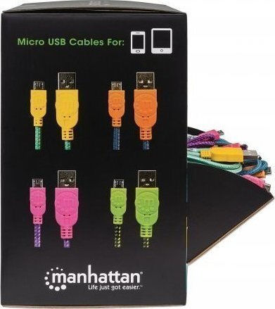 Manhattan Braided USB 2.0 spre micro USB Cablu Multicolor 0.5m (394178) 1buc