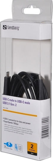 Sandberg USB 3.1 Kabel USB-C männlich - USB-C 65W PD Schwarz 2m 136-09
