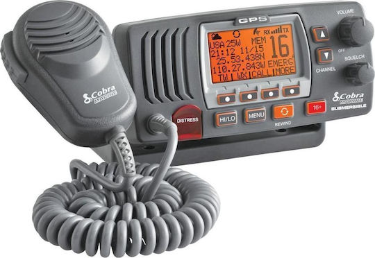 Cobra MR F77B GPS Funkgerät VHF Marine mit Monochromdisplay