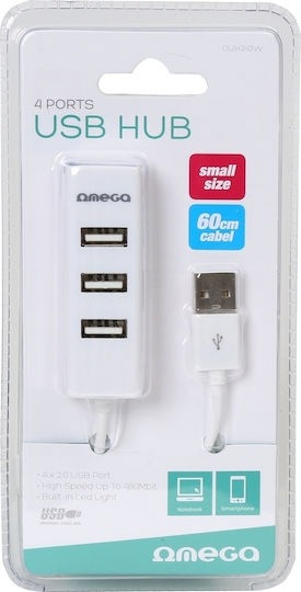 Omega OUH243 USB 2.0 Hub 3 Anschlüsse Weiß