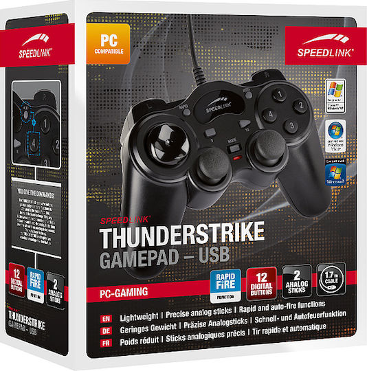 SpeedLink Thunderstrike Ενσύρματο Gamepad για PC Μαύρο