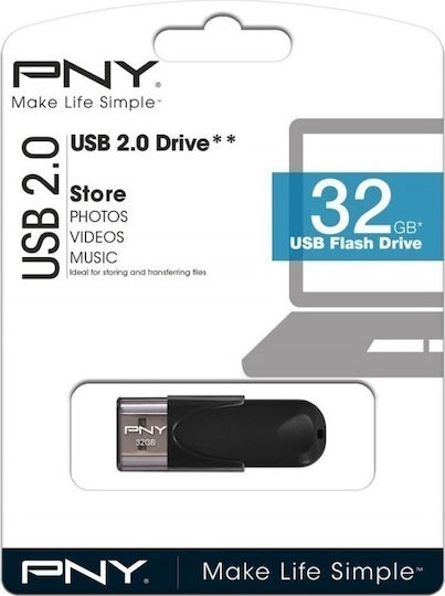 PNY Attaché 4 32GB USB 2.0 Stick Μαύρο