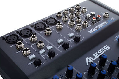Alesis MultiMix 8 USB FX Analogmischpult 8 Kanäle mit Phantom Power & 4 XLR-Eingänge