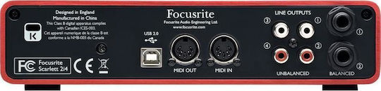 Focusrite Scarlett 2i4 Scarlett 2i4 Εξωτερική Επαγγελματική Κάρτα Ήχου Συνδεσιμότητα USB για PC