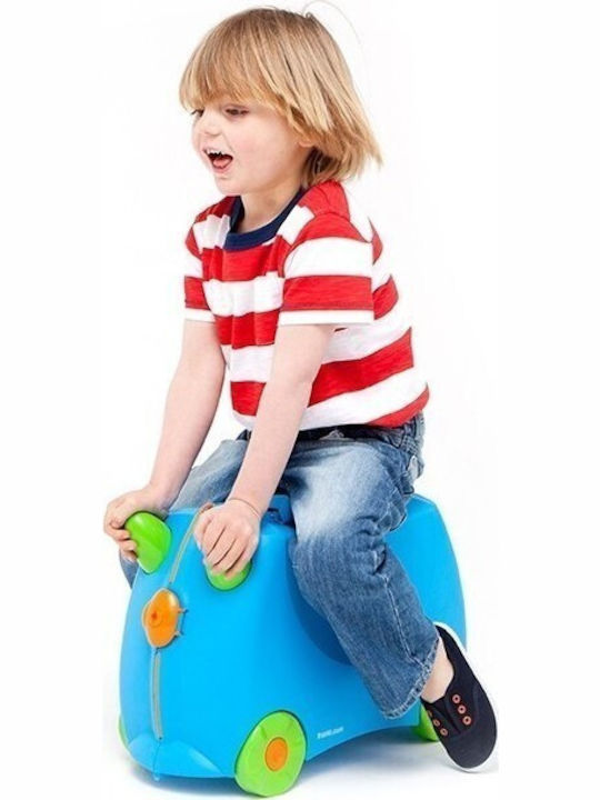 Trunki Terrance Детски Куфар За Пътуване Кабинен Твърд Син С 4 Колела Височина 31см