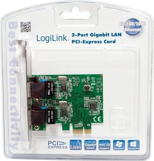 LogiLink 2-Port Gigabit LAN PCI-Express Card Wired Gigabit (1Gbps) Ethernet PCI-e Card