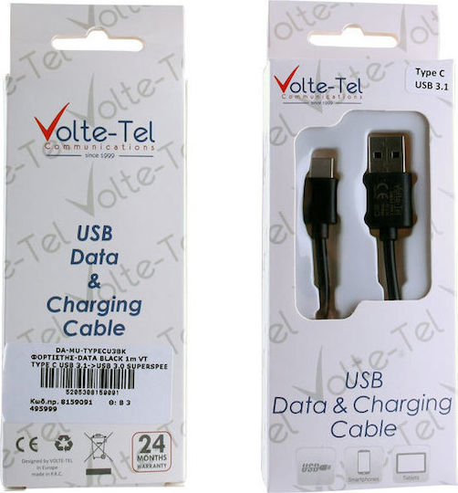 Volte-Tel USB Typ-C Kabel USB 3.1 männlich - USB-A Schwarz 1m 8159091